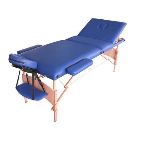 CAMILLA PLEGABLE DE MADERA 3 CUERPOS. COLOR AZUL.