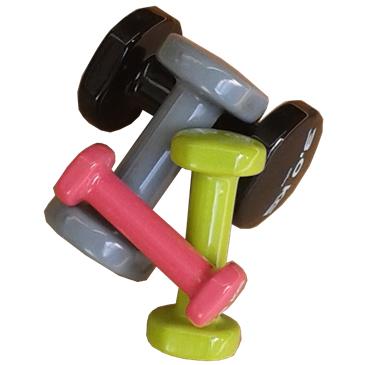 Juego de mancuernas de vinilo con soporte de acero