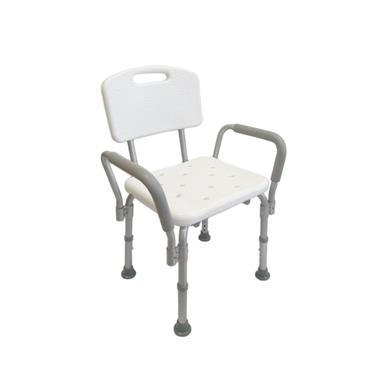 Silla de ducha regulable con reposabrazos