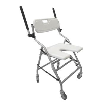 Silla de ducha plegable, asiento U y ruedas
