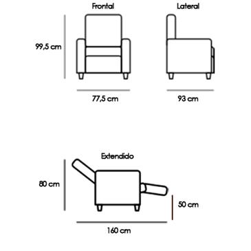 Sillon relax en piel sintetica con funcion auto-ayuda. Color crema