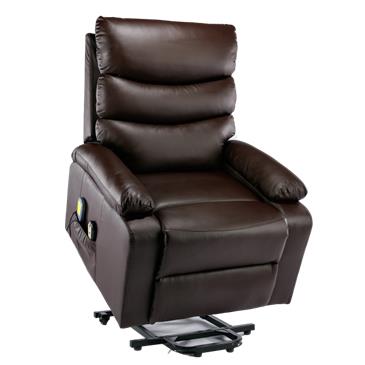 Sillon relax en piel sintetica con funcion auto-ayuda. Color chocolate