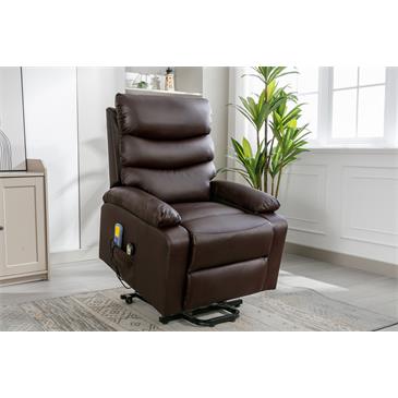 Sillon relax en piel sintetica con funcion auto-ayuda. Color chocolate