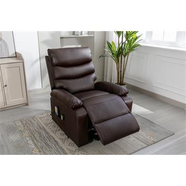 Sillon relax en piel sintetica con funcion auto-ayuda. Color chocolate