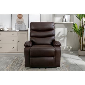 Sillon relax en piel sintetica con funcion auto-ayuda. Color chocolate