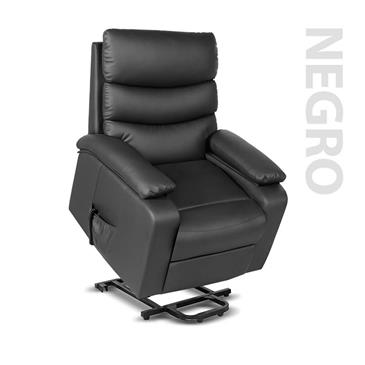 Sillon acolchado levanta personas con masaje y calor lumbrar. Color negro