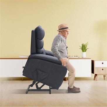 Sillon acolchado levanta personas con masaje y calor lumbrar. Color negro