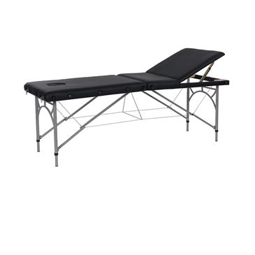 Camilla plegable de aluminio 3 cuerpos 180 kg. Color negro