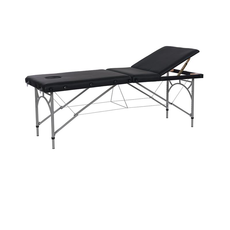 Camilla plegable de aluminio 3 cuerpos 180 kg. Color negro