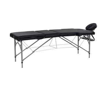 Camilla plegable de aluminio 3 cuerpos 180 kg. Color negro