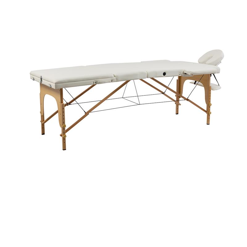 Camilla plegable de madera 3 cuerpos 180 kg. Color blanco