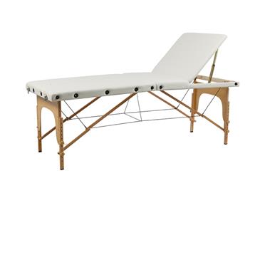 Camilla plegable de madera 3 cuerpos 180 kg. Color blanco