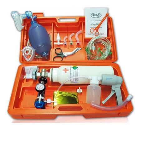Maleta de emergencia oxigenoterapia con botella cargada 2L con asp. manual