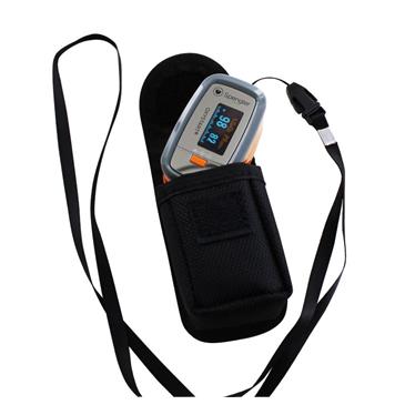 Pulsioximetro de dedo en color naranja con pantalla LCD