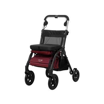 Andador carro de la compra con asiento plegable. Color burdeos.