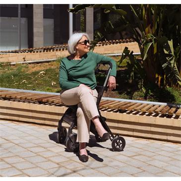 Andador carro de la compra con asiento plegable. Color burdeos.