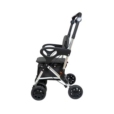 Andador plegable para la compra con respaldo y reposabrazos. Color gris
