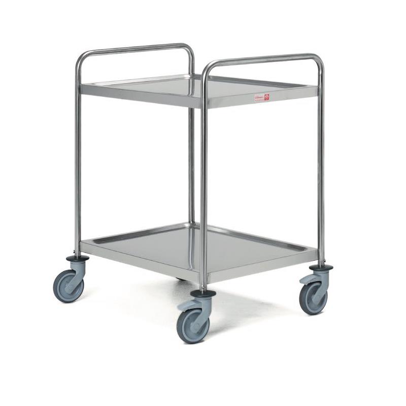 Carro de servicio en acero inox con 2 estantes. Medidas 87x65x96 cm