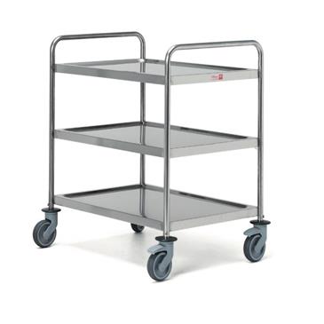 Carro de servicio en acero inox con 3 estantes. Medidas 107x74x96 cm