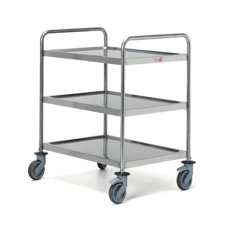 Carro de servicio en acero inox con 3 estantes. Medidas 107x74x96 cm