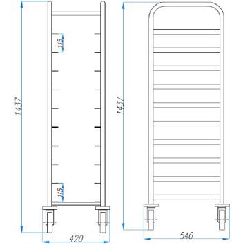 Carro de guias para bandejas isotérmicas EURONORM (no incluidas)-10 niveles