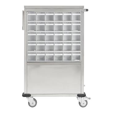 Carro de medicación con 30 contenedores incluidos inox