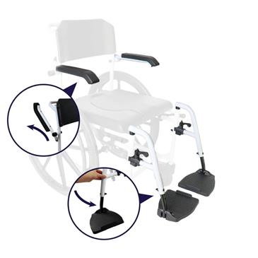 Silla de baño con ruedas autopropulsables