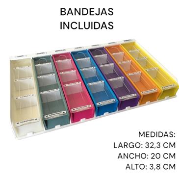 Carro de medicación con 30 bandejas semanales incluidas