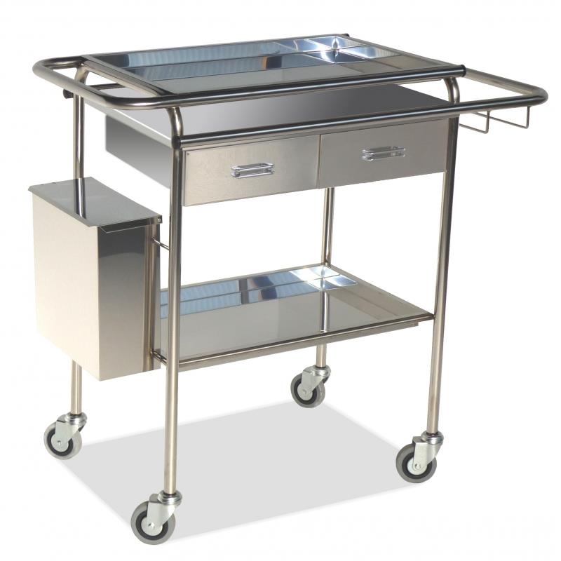 Carro para curas 2 band. + 2 cajones inox.