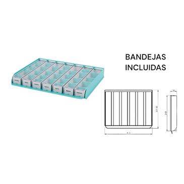 Carro de medicación con 30 bandejas semanales grandes incluidas
