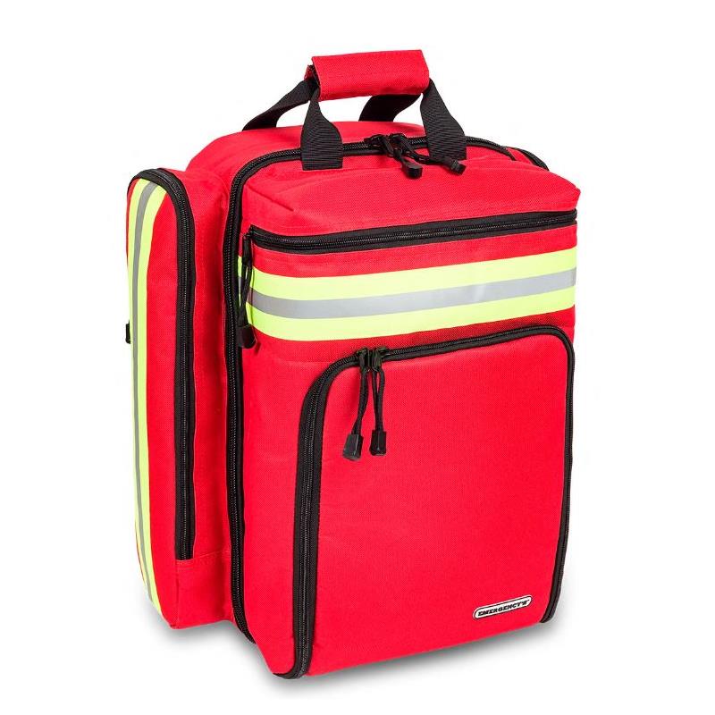 Mochila emergencias de soporte vital básico. Color rojo