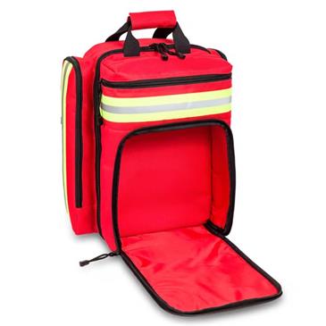 Mochila emergencias de soporte vital básico. Color rojo