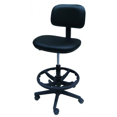Taburete con respaldo y reposapies base abs