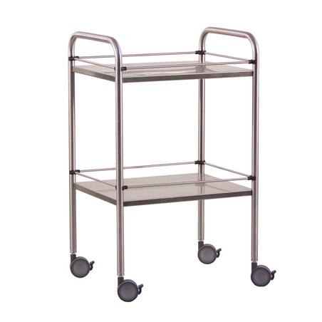 Mesa auxiliar 2 estantes con barandillas laterales Mesa auxiliar 2 estantes con barandillas laterales