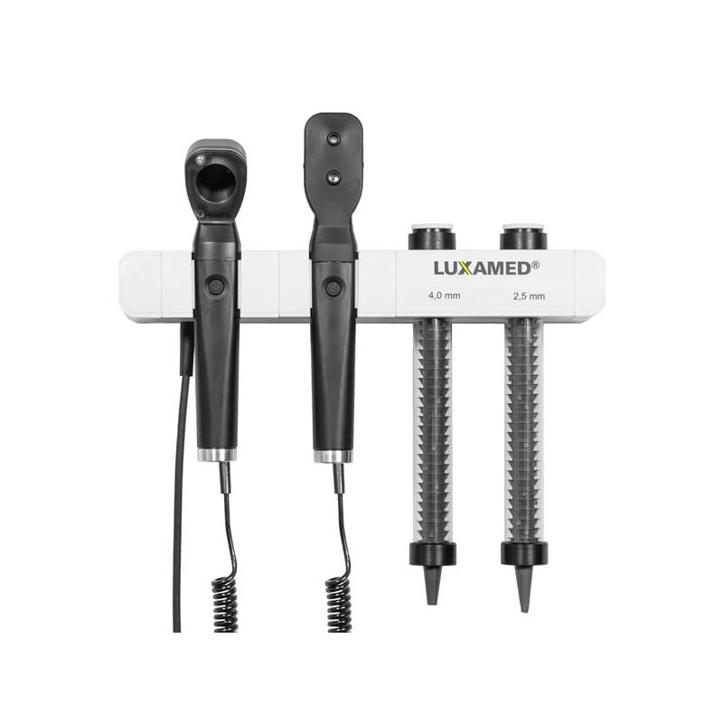Otoscopio y oftalmoscopio de pared con dispensador de espéculos