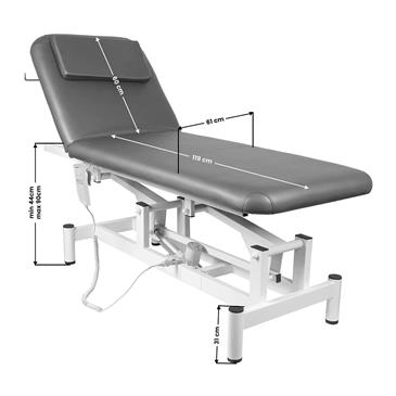 Camilla eléctrica de 2 cuerpos con agujero facial y portarrollos. Gris