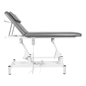 Camilla eléctrica de 2 cuerpos con agujero facial y portarrollos. Gris