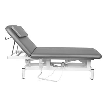 Camilla eléctrica de 2 cuerpos con agujero facial y portarrollos. Gris