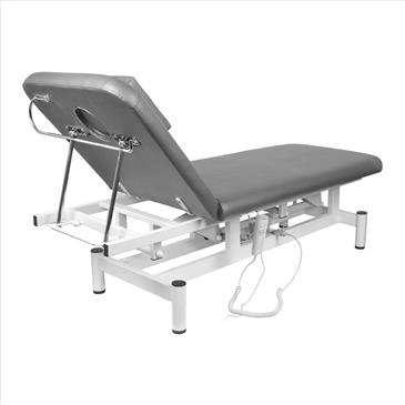 Camilla eléctrica de 2 cuerpos con agujero facial y portarrollos. Gris