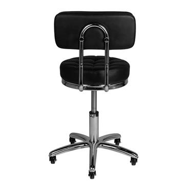 Taburete a gas con respaldo y asiento acolchado. Color negro