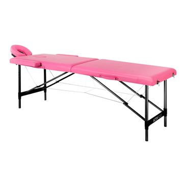 Camilla masaje plegable de aluminio. Color rosa y negro