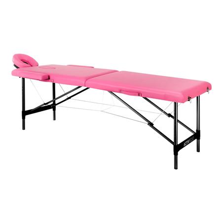 Camilla masaje plegable de aluminio. Color rosa y negro