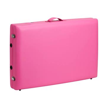 Camilla masaje plegable de aluminio. Color rosa y negro