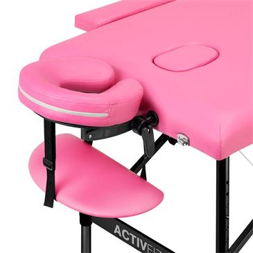 Camilla masaje plegable de aluminio. Color rosa y negro