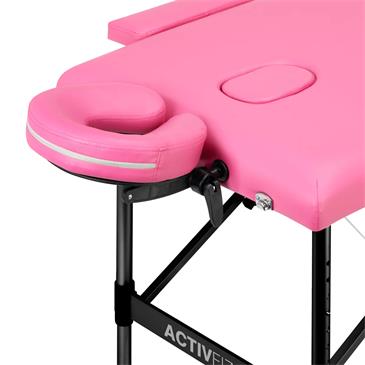 Camilla masaje plegable de aluminio. Color rosa y negro