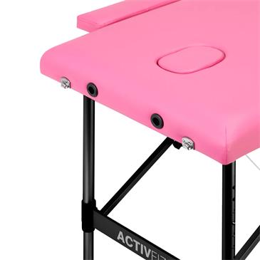 Camilla masaje plegable de aluminio. Color rosa y negro