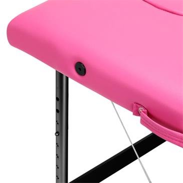 Camilla masaje plegable de aluminio. Color rosa y negro