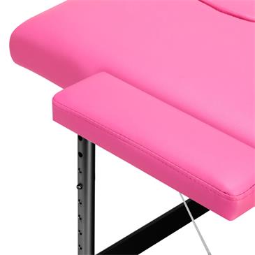 Camilla masaje plegable de aluminio. Color rosa y negro