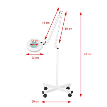Lámpara lupa LED con intensidad de luz regulable. Base 4 ruedas