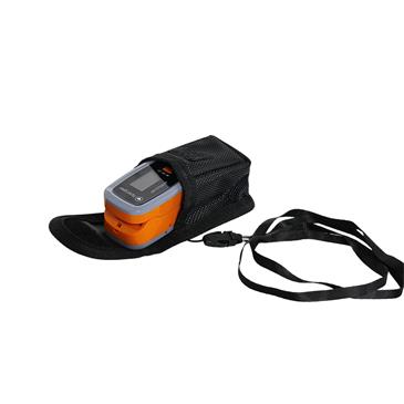 Pulsioximetro de dedo en color naranja con pantalla LCD